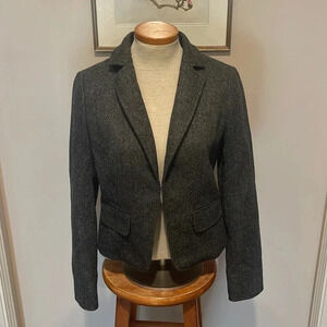 J. Crew - Womens Herringbone 100% Wool Blazer -  Gray - Size 4
